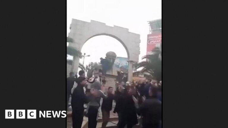 Read more about the article Statue of Bashar al-Assad's father toppled in Damascus suburb