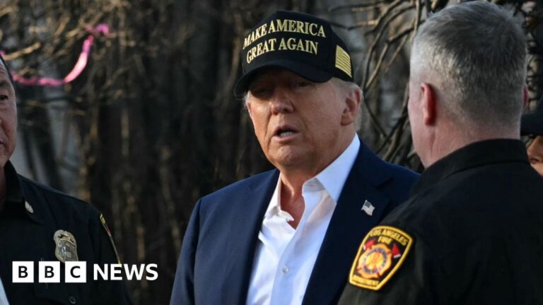 Read more about the article Trump tours LA fire destruction amid worries about disaster aid