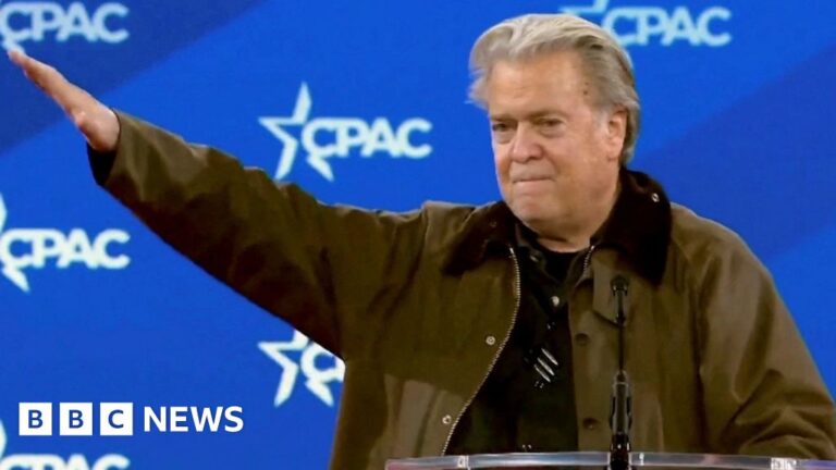 Read more about the article French far-right leader cancels speech after accusing Bannon of ‘Nazi gesture’